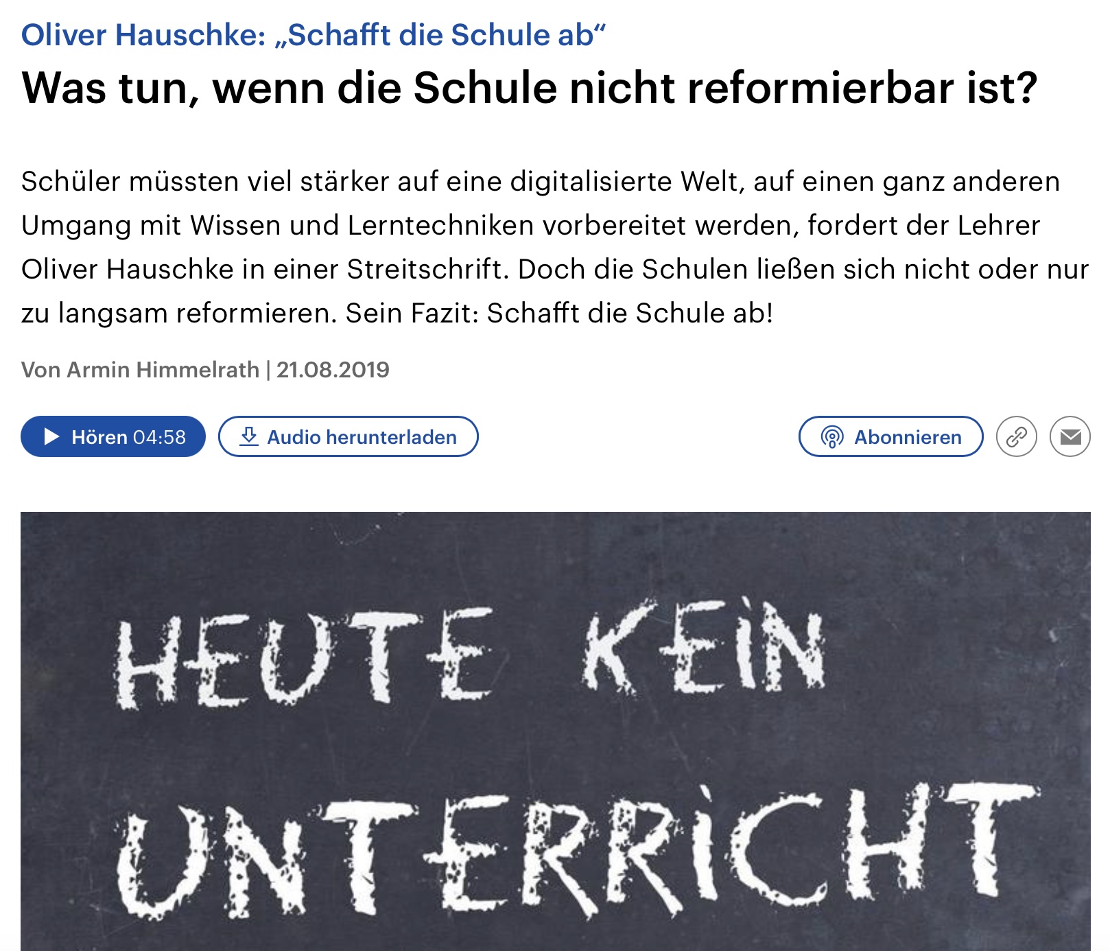 Was tun, wenn die Schule nicht reformierbar ist?